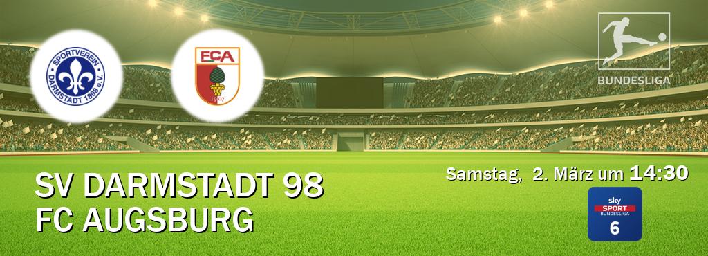 Das Spiel zwischen SV Darmstadt 98 und FC Augsburg wird am Samstag,  2. März um  14:30, live vom Sky Bundesliga 6 übertragen.
