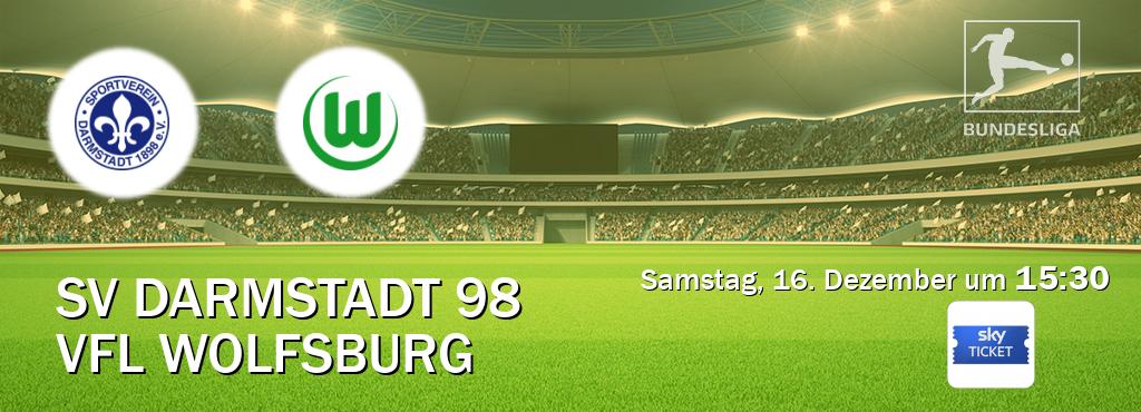 Das Spiel zwischen SV Darmstadt 98 und VfL Wolfsburg wird am Samstag, 16. Dezember um  15:30, live vom Sky Ticket übertragen.