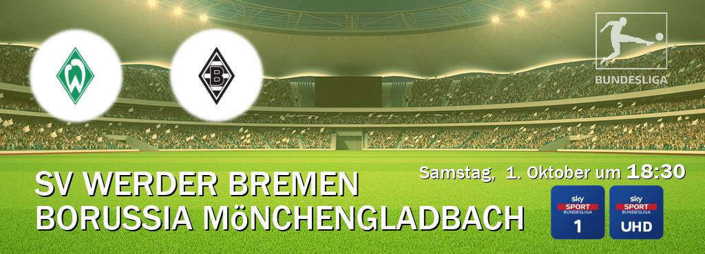 Das Spiel zwischen SV Werder Bremen und Borussia Mönchengladbach wird am Samstag,  1. Oktober um  18:30, live vom Sky Bundesliga 1 und Sky Bundesliga UHD übertragen.