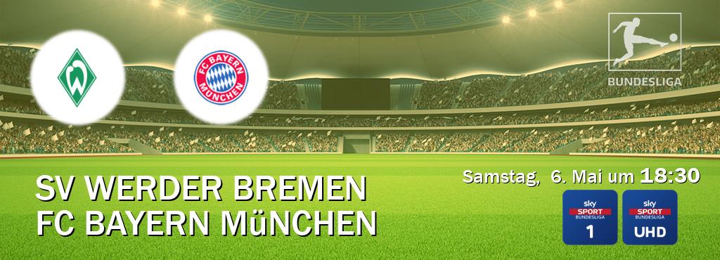 Das Spiel zwischen SV Werder Bremen und FC Bayern München wird am Samstag,  6. Mai um  18:30, live vom Sky Bundesliga 1 und Sky Bundesliga UHD übertragen.
