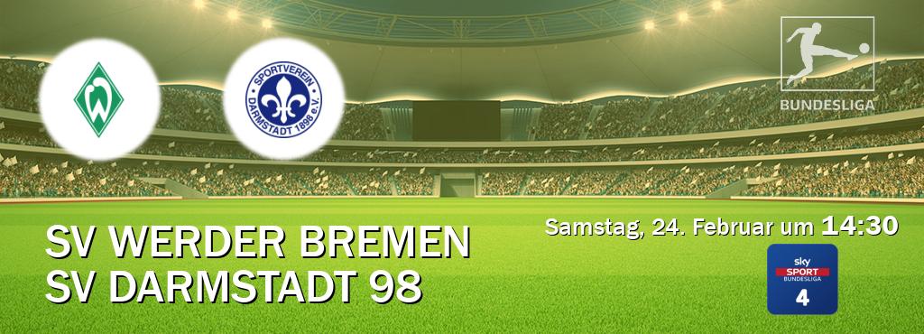 Das Spiel zwischen SV Werder Bremen und SV Darmstadt 98 wird am Samstag, 24. Februar um  14:30, live vom Sky Bundesliga 4 übertragen.