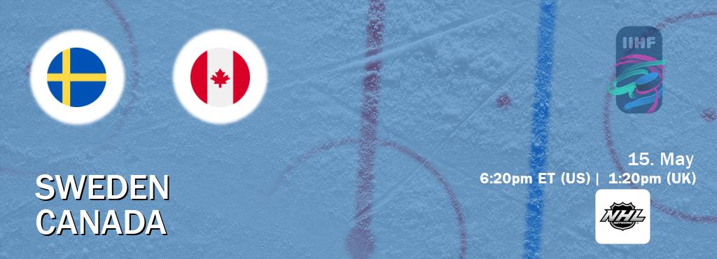 You can watch game live between Sweden and Canada on NHL Network(US).