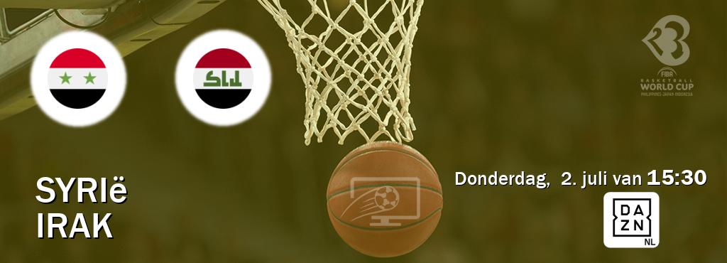 Wedstrijd tussen Syrië en Irak live op tv bij DAZN (donderdag,  2. juli van  15:30).