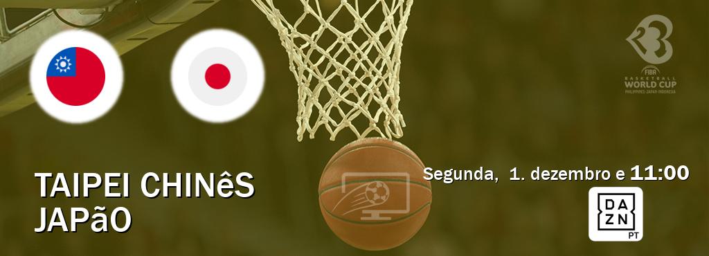 Jogo entre Taipei Chinês e Japão tem emissão DAZN (segunda,  1. dezembro e  11:00).