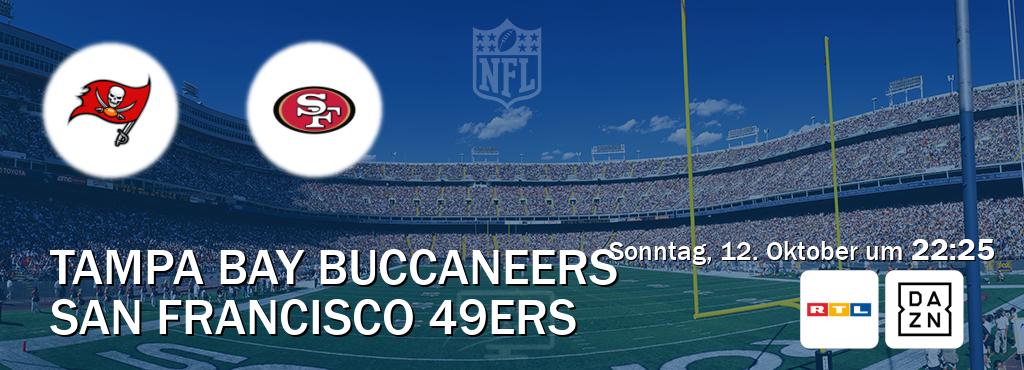 Das Spiel zwischen Tampa Bay Buccaneers und San Francisco 49ers wird am Sonntag, 12. Oktober um 22:25, live vom RTL und DAZN übertragen. Das Spiel zwischen Tampa Bay Buccaneers und San Francisco 49ers wird am Sonntag, 12. Oktober um 22:25, live vom RTL und DAZN übertragen.