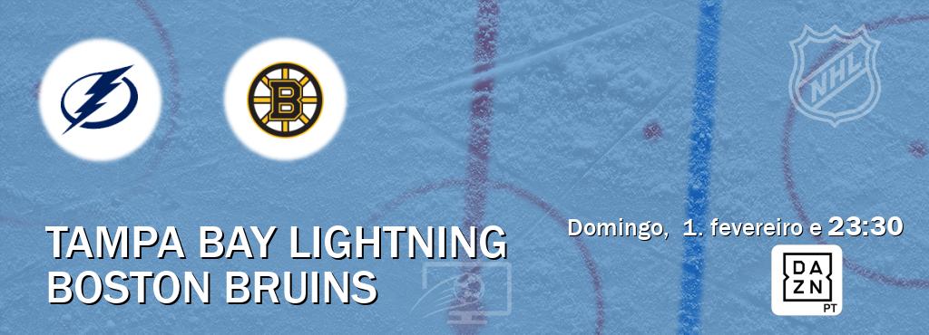 Jogo entre Tampa Bay Lightning e Boston Bruins tem emissão DAZN (domingo,  1. fevereiro e  23:30).