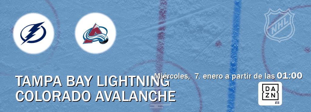 El partido entre Tampa Bay Lightning y Colorado Avalanche será retransmitido por DAZN España (miércoles,  7. enero a partir de las  01:00).