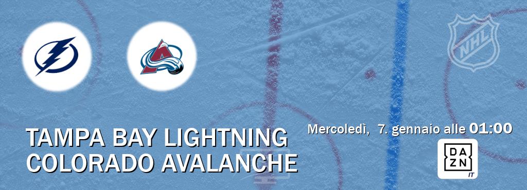 Il match Tampa Bay Lightning - Colorado Avalanche sarà trasmesso in diretta TV su DAZN Italia (ore 01:00)