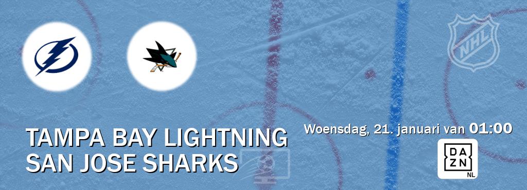 Wedstrijd tussen Tampa Bay Lightning en San Jose Sharks live op tv bij DAZN (woensdag, 21. januari van  01:00).