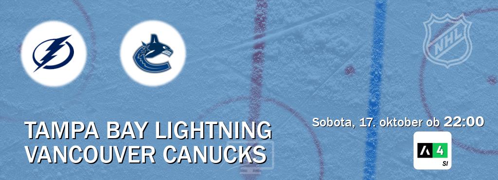 Prenos tekme med Tampa Bay Lightning in Vancouver Canucks v živo na Arena Sport 4 (sobota, 17. oktober ob  22:00 uri).