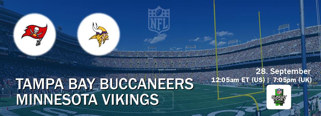 You can watch game live between Tampa Bay Buccaneers and Minnesota Vikings on NFL Sunday Ticket(US).