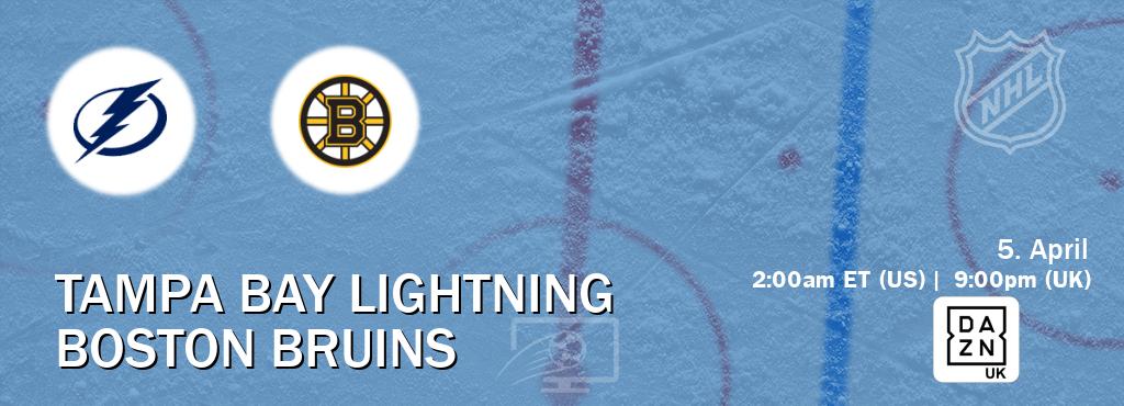 You can watch game live between Tampa Bay Lightning and Boston Bruins on DAZN UK(UK).