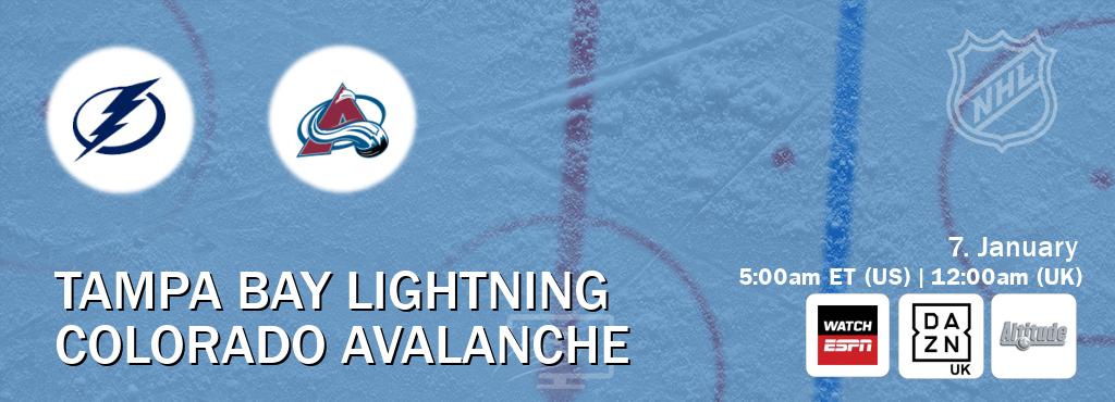 You can watch game live between Tampa Bay Lightning and Colorado Avalanche on WatchESPN(AU), DAZN UK(UK), Altitude(US).