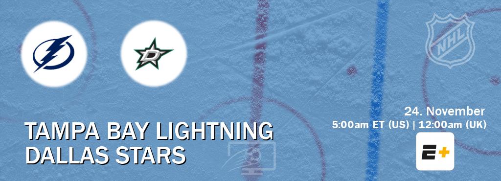 You can watch game live between Tampa Bay Lightning and Dallas Stars on ESPN+(US).