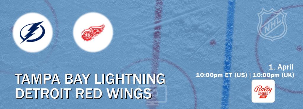 You can watch game live between Tampa Bay Lightning and Detroit Red Wings on Bally Sports Sun(US).