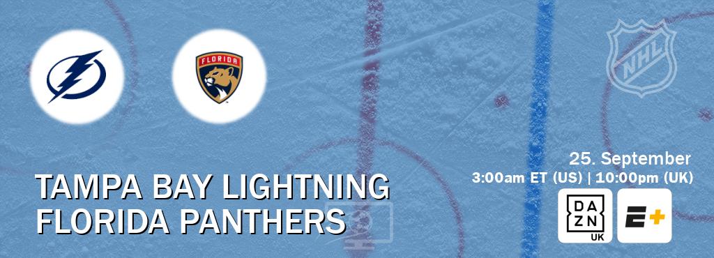 You can watch game live between Tampa Bay Lightning and Florida Panthers on DAZN UK(UK) and ESPN+(US). You can watch game live between Tampa Bay Lightning and Florida Panthers on DAZN UK(UK) and ESPN+(US).