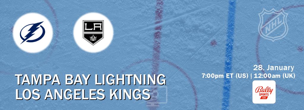 You can watch game live between Tampa Bay Lightning and Los Angeles Kings on Bally Sports Sun.