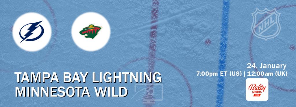 You can watch game live between Tampa Bay Lightning and Minnesota Wild on Bally Sports Sun.