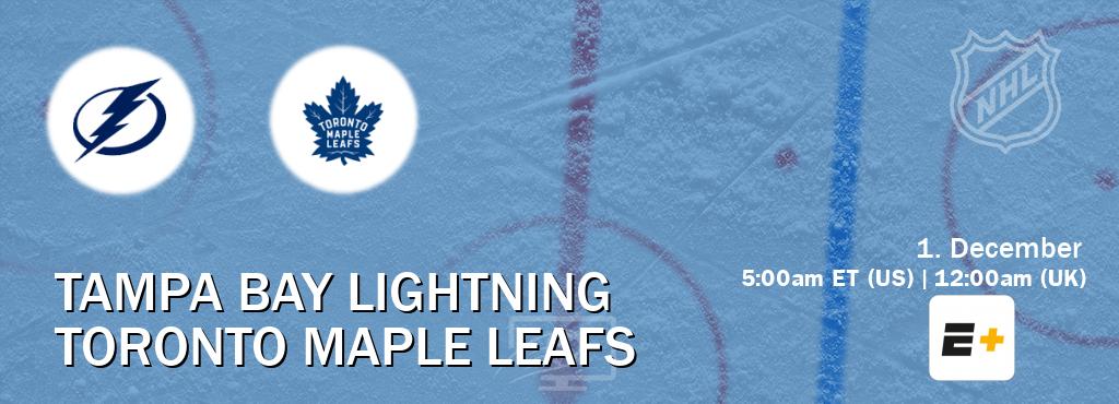 You can watch game live between Tampa Bay Lightning and Toronto Maple Leafs on ESPN+(US).