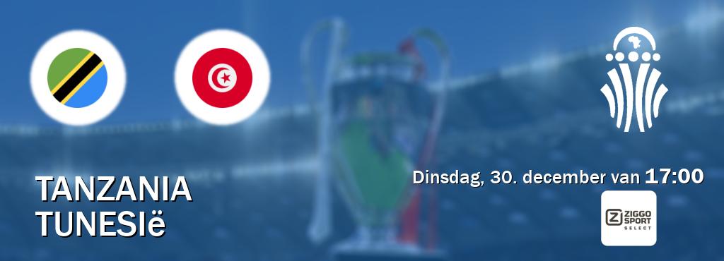 Wedstrijd tussen Tanzania en Tunesië live op tv bij Ziggo Sport 2 (dinsdag, 30. december van  17:00).