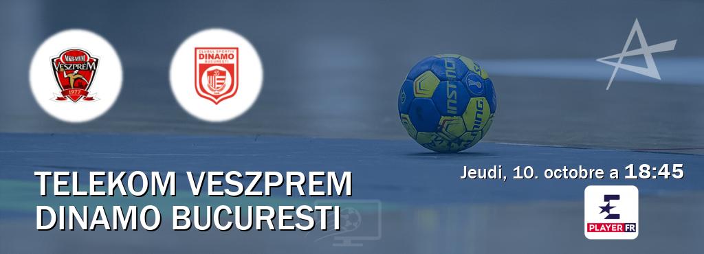 Match entre Telekom Veszprem et Dinamo Bucuresti en direct à la Eurosport Player FR (jeudi, 10. octobre a  18:45).