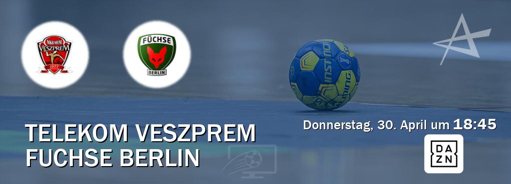 Das Spiel zwischen Telekom Veszprem und Fuchse Berlin wird am Donnerstag, 30. April um 18:45, live vom DAZN übertragen. Das Spiel zwischen Telekom Veszprem und Fuchse Berlin wird am Donnerstag, 30. April um 18:45, live vom DAZN übertragen.