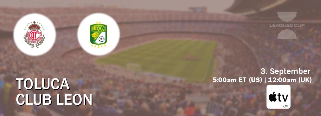You can watch game live between Toluca and Club Leon on Apple TV(UK). You can watch game live between Toluca and Club Leon on Apple TV(UK).