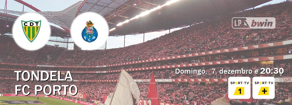 Jogo entre Tondela e FC Porto tem emissão Sport TV 1, Sport TV + (domingo,  7. dezembro e  20:30).