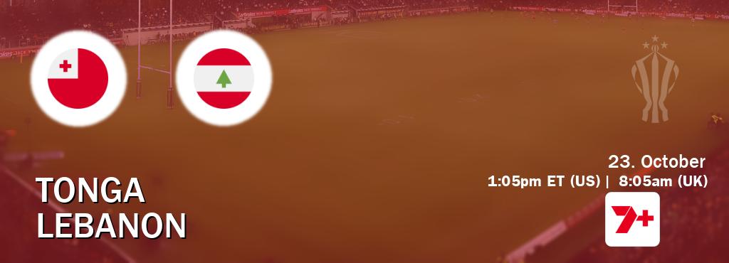 You can watch game live between Tonga and Lebanon on 7plus Sport(AU).