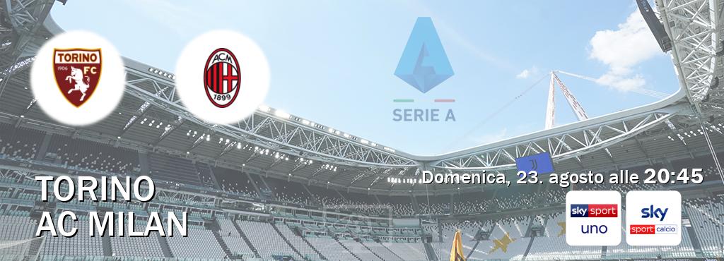 Il match Torino - AC Milan sarà trasmesso in diretta TV su Sky Sport Uno e Sky Sport Calcio (ore 20:45) Il match Torino - AC Milan sarà trasmesso in diretta TV su Sky Sport Uno e Sky Sport Calcio (ore 20:45)