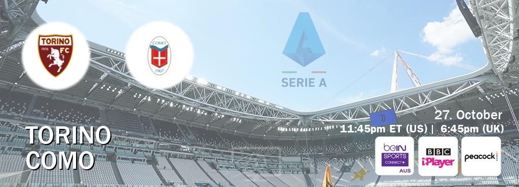 You can watch game live between Torino and Como on beIN Sports Connect(AU), BBC iPlayer(UK), Peacock(US).