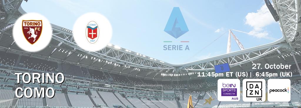 You can watch game live between Torino and Como on beIN Sports Connect(AU), DAZN UK(UK), Peacock(US). You can watch game live between Torino and Como on beIN Sports Connect(AU), DAZN UK(UK), Peacock(US).