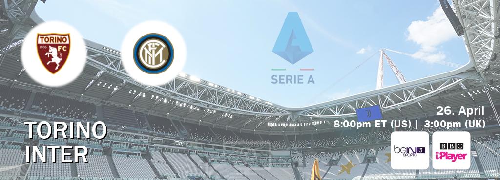 You can watch game live between Torino and Inter on beIN SPORTS 3(AU) and BBC iPlayer(UK).