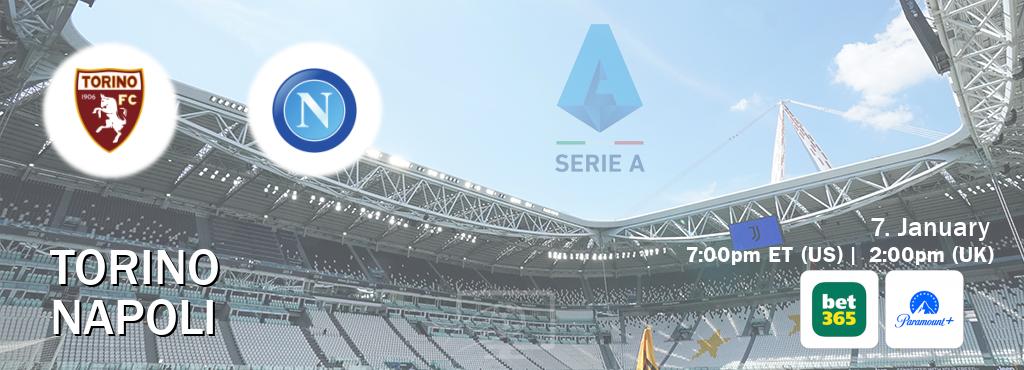 You can watch game live between Torino and Napoli on bet365(UK) and Paramount+(US).