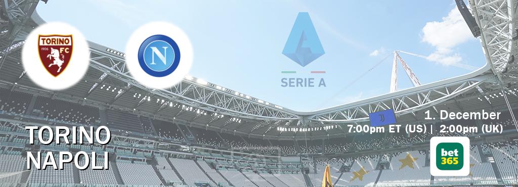 You can watch game live between Torino and Napoli on bet365(UK).