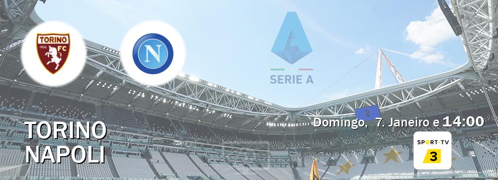 Jogo entre Torino e Napoli tem emissão Sport TV 3 (Domingo,  7. Janeiro e  14:00).