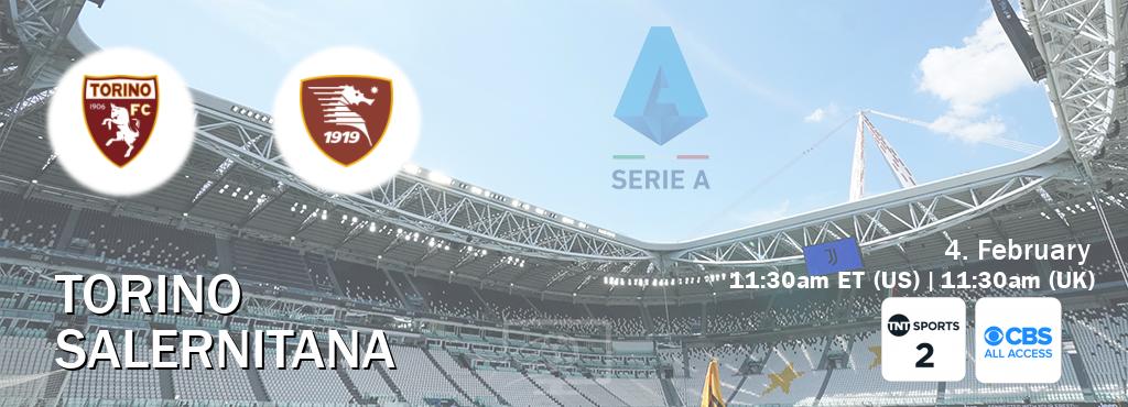 You can watch game live between Torino and Salernitana on TNT Sports 2(UK) and CBS All Access(US).