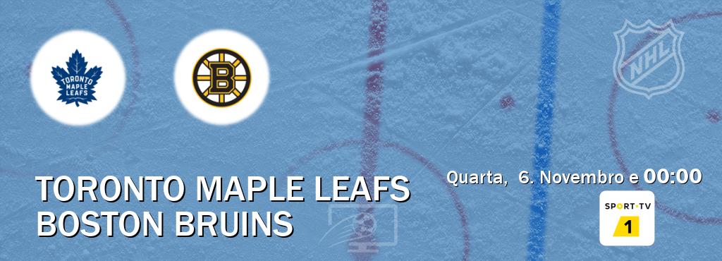 Jogo entre Toronto Maple Leafs e Boston Bruins tem emissão Sport TV 1 (Quarta,  6. Novembro e  00:00).