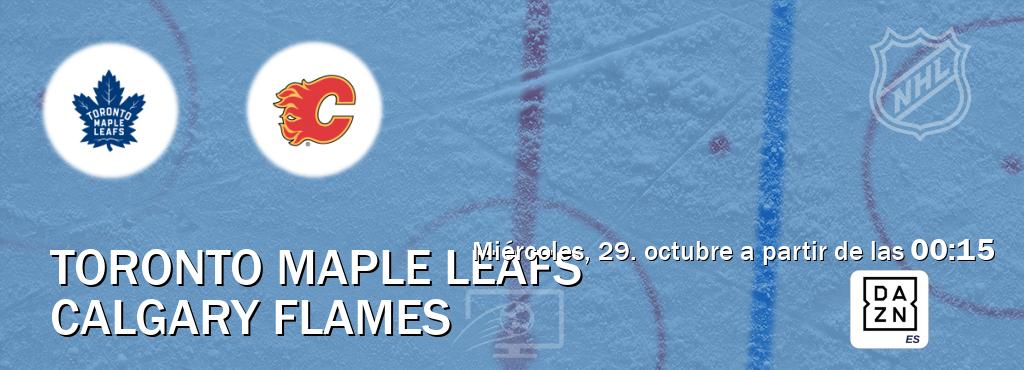 El partido entre Toronto Maple Leafs y Calgary Flames será retransmitido por DAZN España (miércoles, 29. octubre a partir de las 00:15). El partido entre Toronto Maple Leafs y Calgary Flames será retransmitido por DAZN España (miércoles, 29. octubre a partir de las 00:15).