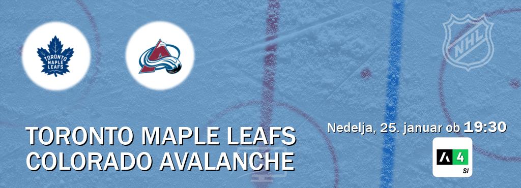 Toronto Maple Leafs in Colorado Avalanche v živo na Arena Sport 4. Prenos tekme bo v nedelja, 25. januar ob  19:30