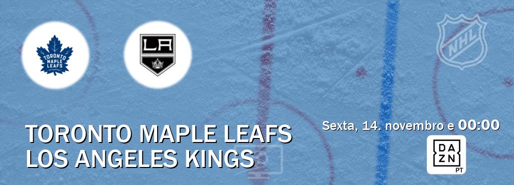 Jogo entre Toronto Maple Leafs e Los Angeles Kings tem emissão DAZN (sexta, 14. novembro e  00:00).