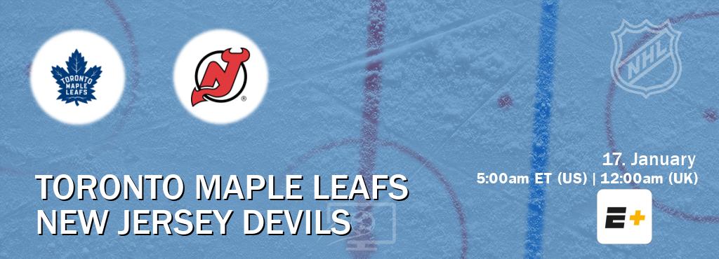 You can watch game live between Toronto Maple Leafs and New Jersey Devils on ESPN+(US).