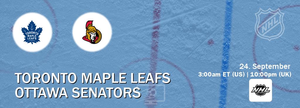 You can watch game live between Toronto Maple Leafs and Ottawa Senators on NHL Network(US). You can watch game live between Toronto Maple Leafs and Ottawa Senators on NHL Network(US).