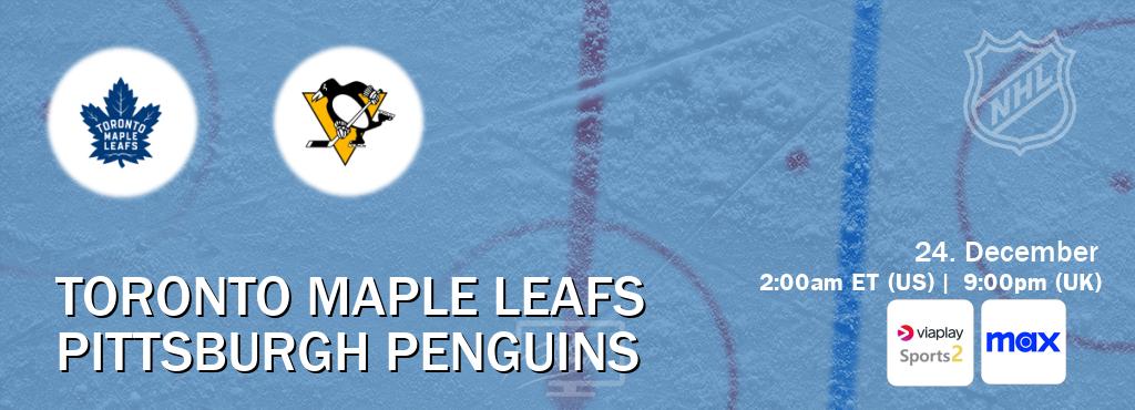 You can watch game live between Toronto Maple Leafs and Pittsburgh Penguins on Viaplay Sports 2(UK) and Max(US). You can watch game live between Toronto Maple Leafs and Pittsburgh Penguins on Viaplay Sports 2(UK) and Max(US).