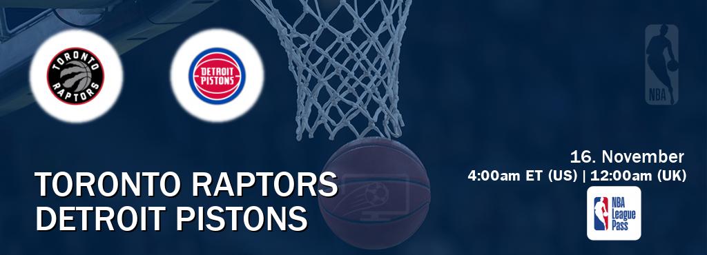 You can watch game live between Toronto Raptors and Detroit Pistons on NBA League Pass.