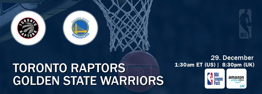 You can watch game live between Toronto Raptors and Golden State Warriors on NBA League Pass and Amazon Prime Video UK(UK). You can watch game live between Toronto Raptors and Golden State Warriors on NBA League Pass and Amazon Prime Video UK(UK).