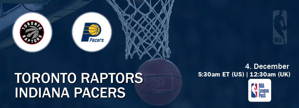 You can watch game live between Toronto Raptors and Indiana Pacers on NBA League Pass.