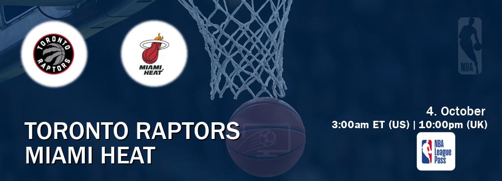 You can watch game live between Toronto Raptors and Miami Heat on NBA League Pass. You can watch game live between Toronto Raptors and Miami Heat on NBA League Pass.
