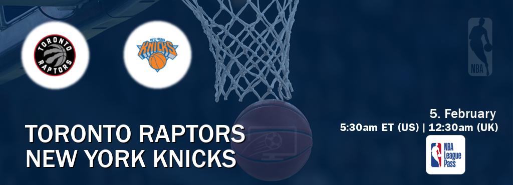 You can watch game live between Toronto Raptors and New York Knicks on NBA League Pass.