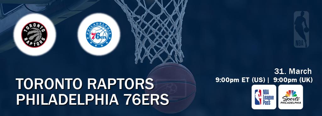 You can watch game live between Toronto Raptors and Philadelphia 76ers on NBA League Pass and NBCS Philadelphia(US).